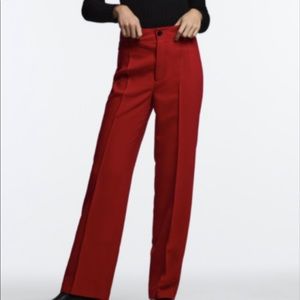 Zara wide leg full length red pants size S